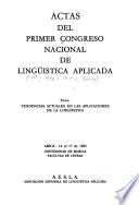 Actas del Primer Congreso Nacional de Lingüistica Aplicada