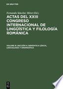 Actas del XXIII Congreso Internacional de Linguística y Filología Románica