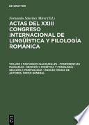 Actas del XXIII Congreso Internacional de Linguística y Filología Románica