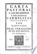 Carta pastoral a los religiosos, y religiosas Carmelitas Descalzos
