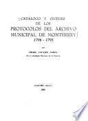 Catálogo y síntesis de los protocolos del Archivo Municipal de Monterrey: 1786-1795