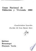 Censo nacional de población y vivienda, 1980: Quilmes, Berazategui, Florencio Varela