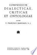 Compendium dialecticae, criticae et ontologiae