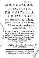 Convocación de las Cortes de Castilla, y juramento del principe ... Balthasar Carlos, primero de este nombre, año de 1632