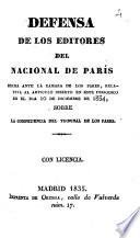 Defensa de los editores del Nacional de París