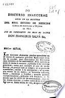 Discurso inaugural leido en la abertura del Real Estudio de Medicina Clinica de Barcelona a 25 de junio de 1801