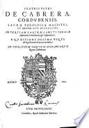 Fratris Petri de Cabrera Cordubensis In tertiam partem Sancti Thomae commentariorum et disputationum. Tomus primus