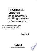 Informe de labores de la Secretaría de Programación y Presupuesto