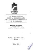 La investigación para la conservación de la diversidad biológica en el Ecuador