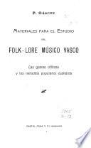Materiales para el estudio del folk-lore músico vasco