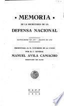 Memoria de la Secretaría de la Defensa Nacional ...