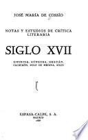 Notas y estudios de crítica literaria: Siglo XVII