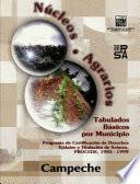 Núcleos Agrarios. Tabulados Básicos por Municipio. Programa de Certificación de Derechos Ejidales y Titulación de Solares, PROCEDE, 1992-1999. Campeche