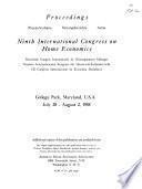 Proceedings [of The] Ninth International Congress on Home Economics