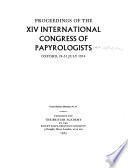 Proceedings of the XIV International Congress of Papyrologists, Oxford, 24-31, July, 1974