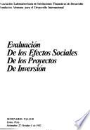 Seminario Taller Evaluación de los Efectos Sociales de los Proyectos de Inversión