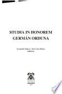 Studia in honorem Germán Orduna