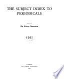 Subject Index to Periodicals